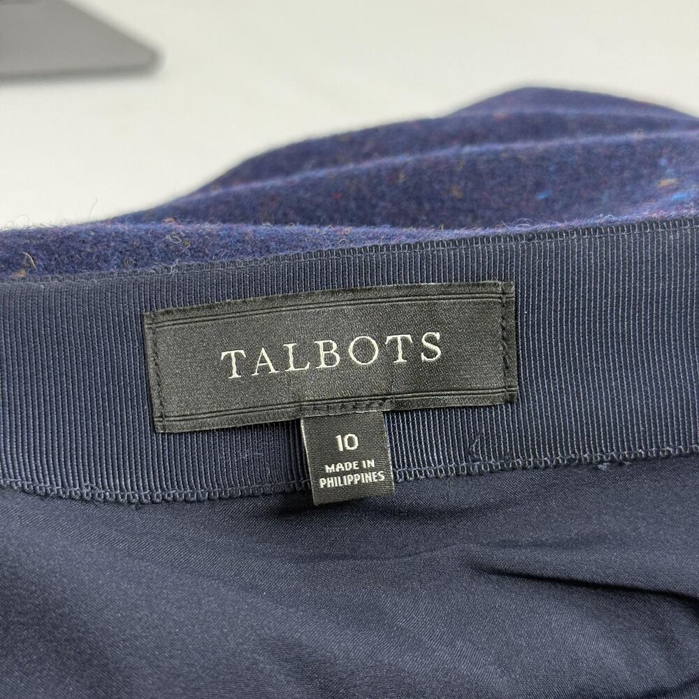 Talbots Skirt Womens 10 Navy Wool Blend Tweed Gold Button Lined Career - Picture 4 of 8